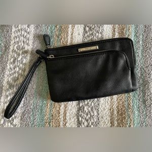 NINE WEST Black faux leather wristlet